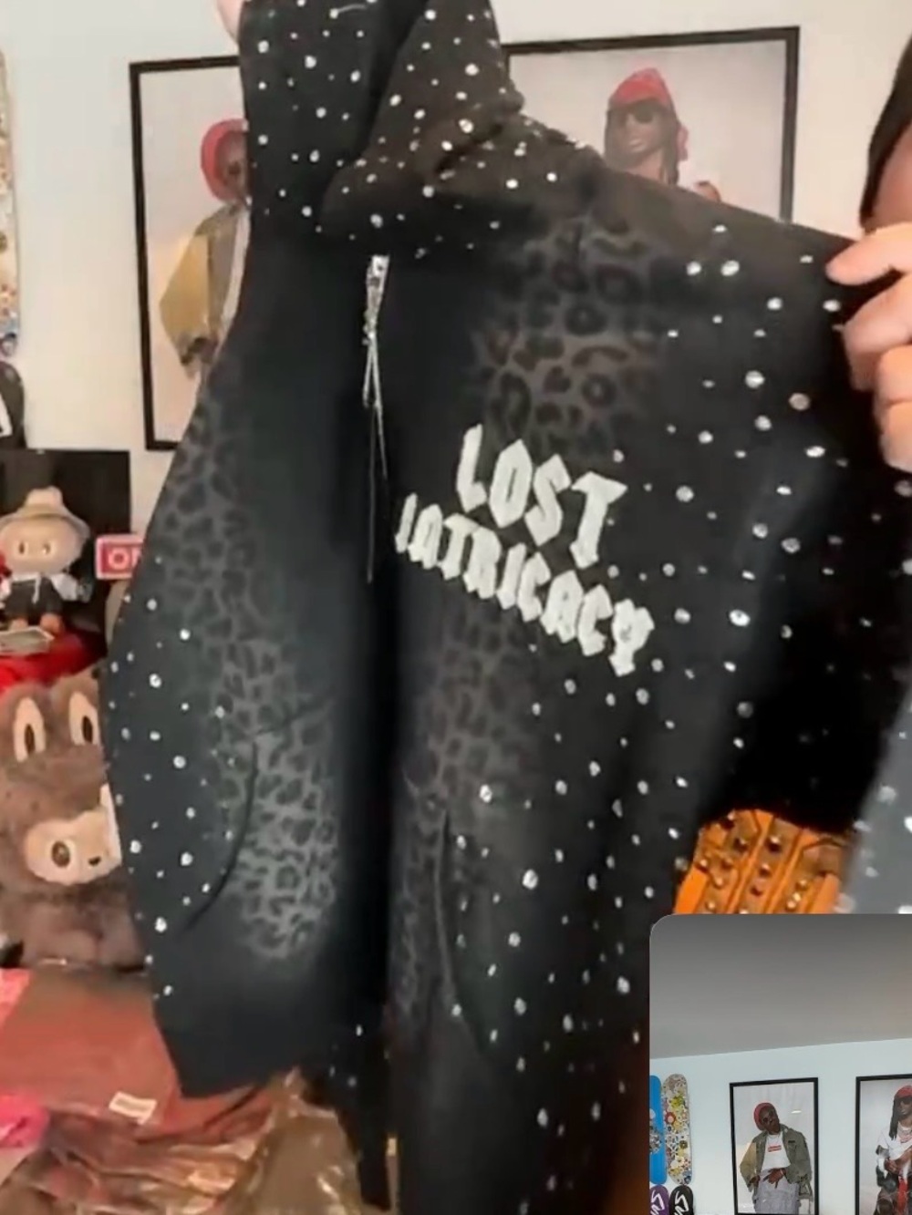 Lost Intricacy animal print rhinestone hoodie NWT 💯Authentic black . 3XL